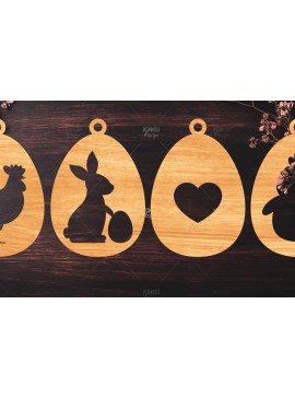 Σετ των 3 Intra απο ξύλο plywood 3mm-4mm πάχος -  κοπής με λέιζερ στολίδι Πασχαλινό αυγό Δίασταση 6x6 cm INTRAFABR-116739084