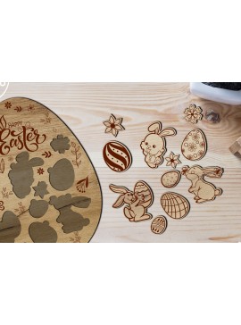 Σετ των 3 Intra απο ξύλο plywood 3mm-4mm πάχος - Πασχαλινό αυγό παζλ για παιδιά Δίασταση 5x6 cm INTRAFABR-118244607