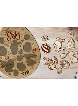 Σετ των 3 Intra απο ξύλο plywood 3mm-4mm πάχος - Πασχαλινό Αυγό Παζλ Σετ 3 κοπής με λέιζερ Δίασταση 5x6 cm INTRAFABR-24759776