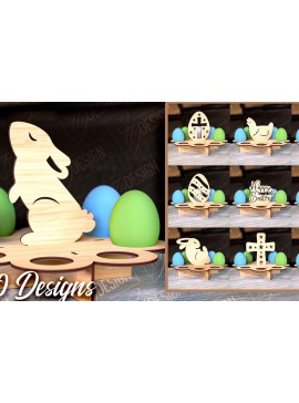 Σετ των 2 Intra απο ξύλο plywood 3mm-4mm πάχος - Πασχαλινό Αυγοστάσιο | με βάση αυγών Δίασταση 15x15 cm INTRAFABR-91990335