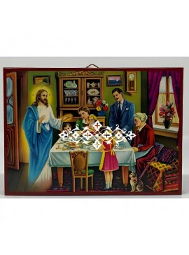 Σετ των 2 Εικόνα Ορθοδοξίας με περίγραμμα χρυσό σε ξύλο Φλαμουρίας  με  βάση Εικόνα Χριστός Ευλογών την οικογένεια Χειροποίητη Ελληνορθόδοξη , Κρεμαστή πλάκα βυζαντινής τέχνης, χριστιανική τέχνη Διάσταση 10x7 cm (3,9 x 2,8 ίντσες) INTRAEK-670767