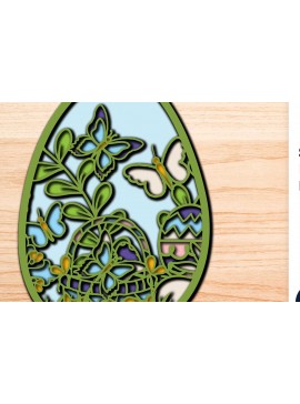 Σετ των 2 Intra απο ξύλο plywood 3mm-4mm πάχος - Πασχαλινό αυγό , αυγό 3D στρώσης, αυγό λουλουδιών Δίασταση 15x15 cm INTRAFABR-25813475