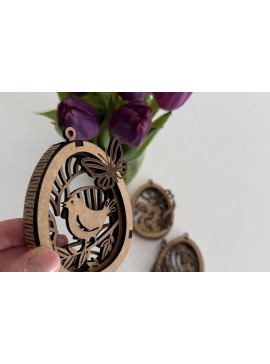 Σετ των 3 Intra απο ξύλο plywood 3mm-4mm πάχος - Πασχαλινό αυγό με πουλί Δίασταση 5x3 cm INTRAFABR-119143748