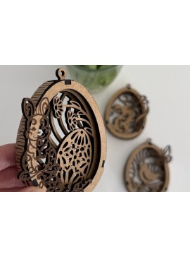 Σετ των 3 Intra απο ξύλο plywood 3mm-4mm πάχος - Πασχαλινό αυγό με λαγουδάκι Δίασταση 5x3 cm INTRAFABR-119145670