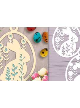 Σετ των 3 Intra απο ξύλο plywood 3mm-4mm πάχος - Πασχαλινό αυγό με λαγουδάκι με στρώσεις  Δίασταση 6x6 cm INTRAFABR-65231360