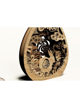 Σετ των 3 Intra απο ξύλο plywood 3mm-4mm πάχος - Πασχαλινό αυγό με πρότυπο κουνελιού Δίασταση 2x7 cm INTRAFABR-115531100