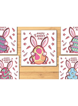 Σετ των 2 Intra απο ξύλο plywood 3mm-4mm πάχος - Πασχαλινά αυγά 3d Paper Cut   Δίασταση 1200x1200 cm INTRAFABR-65321901