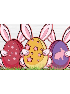 Σετ των 2 Intra απο ξύλο plywood 3mm-4mm πάχος - Πασχαλινά αυγά 3d Paper Cut   Δίασταση 1200x1200 cm INTRAFABR-28893588