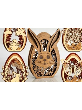 Σετ των 3 Intra απο ξύλο plywood 3mm-4mm πάχος - Πρότυπα με στρώσεις πασχαλινών αυγών Δίασταση 3x4 cm INTRAFABR-93806449