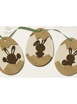 Σετ των 3 Intra απο ξύλο plywood 3mm-4mm πάχος - Πασχαλινά αυγά με πρότυπο κοπής σετ κουνελιών Δίασταση 2x7 cm INTRAFABR-89708037