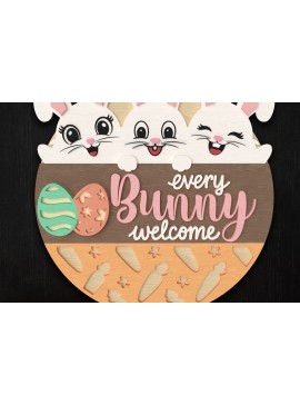 Σετ των 3 Intra απο ξύλο plywood 3mm-4mm πάχος - Πάσχα κάθε λαγουδάκι καλωσορίσματος  Δίασταση 6x6 cm INTRAFABR-114466079