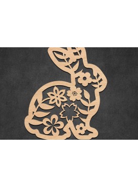 Σετ των 2 Intra απο ξύλο plywood 3mm-4mm πάχος -  κοπής με λέιζερ Πασχαλινό Floral Bunny Δίασταση 15x15 cm INTRAFABR-115887720