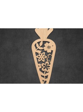 Σετ των 2 Intra απο ξύλο plywood 3mm-4mm πάχος - Πασχαλινό λουλουδάτο καρότο με λέιζερ Δίασταση 30x20 cm INTRAFABR-115887910