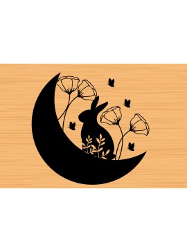 Σετ των 2 Intra απο ξύλο plywood 3mm-4mm πάχος - Πασχαλινό Floral Moon  Δίασταση 20x20 cm INTRAFABR-62418462