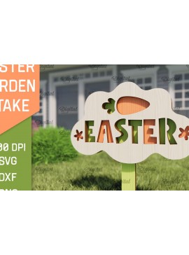 Σετ των 2 Intra απο ξύλο plywood 3mm-4mm πάχος - Πασχαλινό πάσσαλο Κήπο με λέιζερ. Υπογράψτε  Δίασταση 15x15 cm INTRAFABR-91425490