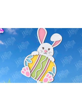 Σετ των 2 Intra απο ξύλο plywood 3mm-4mm πάχος - Πασχαλιές στον κήπο του Πάσχα | Διακόσμηση Κήπου Δίασταση 15x15 cm INTRAFABR-117956603