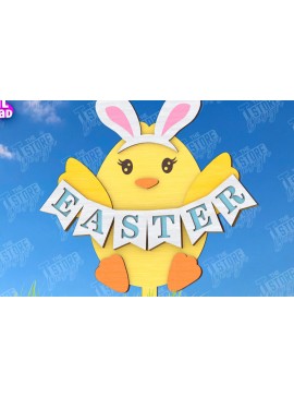 Σετ των 3 Intra απο ξύλο plywood 3mm-4mm πάχος - Πασχαλιές στον κήπο του Πάσχα | Διακόσμηση Κήπου Δίασταση 15x15 cm INTRAFABR-117956612