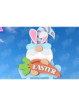 Σετ των 2 Intra απο ξύλο plywood 3mm-4mm πάχος - Πασχαλιές στον κήπο του Πάσχα | Διακόσμηση Κήπου Δίασταση 15x15 cm INTRAFABR-118344224