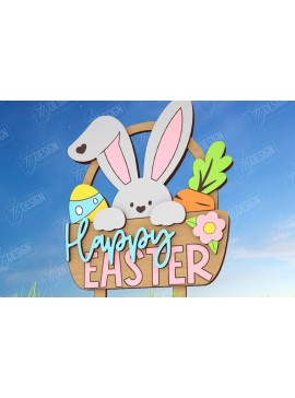 Σετ των 2 Intra απο ξύλο plywood 3mm-4mm πάχος - Πασχαλιές στον κήπο του Πάσχα | Διακόσμηση Κήπου Δίασταση 15x15 cm INTRAFABR-116210313