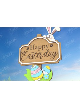 Σετ των 2 Intra απο ξύλο plywood 3mm-4mm πάχος - Πασχαλιές στον κήπο του Πάσχα | Διακόσμηση Κήπου Δίασταση 15x15 cm INTRAFABR-116210348