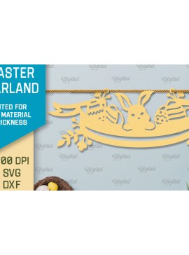 Σετ των 2 Intra απο ξύλο plywood 3mm-4mm πάχος - Πασχαλινή γιρλάντα. Πασχαλινό ντεκόρ Χαρτί κοπής Δίασταση 15x15 cm INTRAFABR-92469635