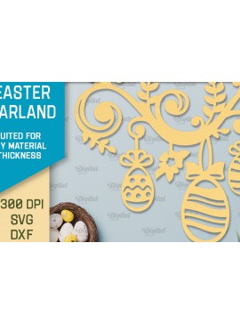 Σετ των 2 Intra απο ξύλο plywood 3mm-4mm πάχος - Πασχαλινή γιρλάντα. Πασχαλινό ντεκόρ Χαρτί κοπής Δίασταση 15x15 cm INTRAFABR-92469544