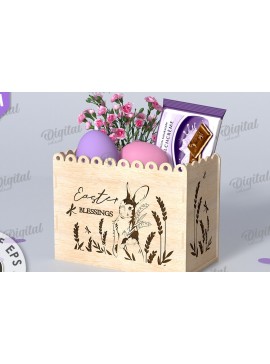 Σετ των 2 Intra απο ξύλο plywood 3mm-4mm πάχος - Πασχαλινό κουτί δώρου Laser cut. Κουτί λιχουδιών Δίασταση 15x15 cm INTRAFABR-116706230