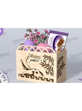 Σετ των 2 Intra απο ξύλο plywood 3mm-4mm πάχος - Πασχαλινό κουτί δώρου Laser cut. Κουτί λιχουδιών Δίασταση 15x15 cm INTRAFABR-116706490