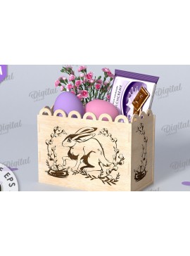 Σετ των 2 Intra απο ξύλο plywood 3mm-4mm πάχος - Πασχαλινό κουτί δώρου Laser cut. Κουτί λιχουδιών Δίασταση 15x15 cm INTRAFABR-116706528