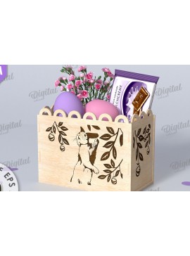 Σετ των 2 Intra απο ξύλο plywood 3mm-4mm πάχος - Πασχαλινό κουτί δώρου Laser cut. Κουτί λιχουδιών Δίασταση 15x15 cm INTRAFABR-116706563