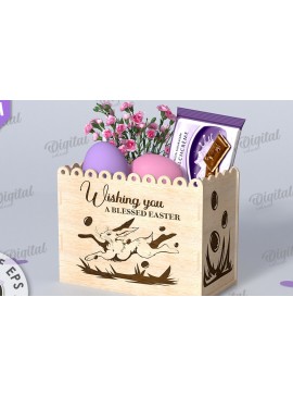 Σετ των 3 Intra απο ξύλο plywood 3mm-4mm πάχος - Πασχαλινό κουτί δώρου Laser cut. Κουτί λιχουδιών Δίασταση 15x15 cm INTRAFABR-116706642