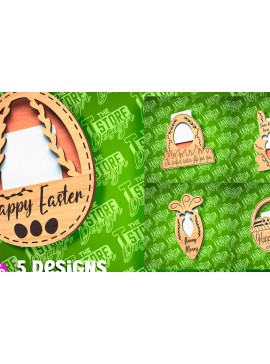 Σετ των 2 Intra απο ξύλο plywood 3mm-4mm πάχος - Θήκη Πασχαλινής Δωροκάρτας Laser Cut | CNC Δίασταση 15x15 cm INTRAFABR-89113663