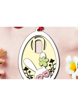 Σετ των 3 Intra απο ξύλο plywood 3mm-4mm πάχος - Πασχαλινό δώρο  Letter N Bunny Egg Laser Δίασταση 6x6 cm INTRAFABR-118766289