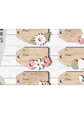 Σετ των 2 Intra απο ξύλο plywood 3mm-4mm πάχος - Πακέτο ετικετών δώρου Πάσχα,  κοπής με λέιζερ Δίασταση 15x15 cm INTRAFABR-92596437
