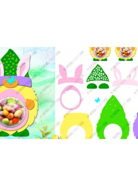 Σετ των 2 Intra απο ξύλο plywood 3mm-4mm πάχος - Πασχαλινό Gnome Bunny Ears Candy Dome Δίασταση 15x15 cm INTRAFABR-88443969