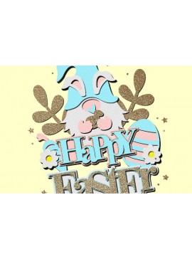 Σετ των 3 Intra απο ξύλο plywood 3mm-4mm πάχος - Πασχαλινό Gnome Cake Topper 3D  Δίασταση 20x20 cm INTRAFABR-115576985