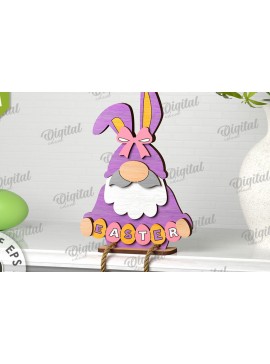 Σετ των 2 Intra απο ξύλο plywood 3mm-4mm πάχος -  Easter Gnome. 3D Πασχαλινό Gnome Δίασταση 15x15 cm INTRAFABR-115403645