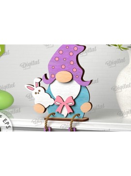 Σετ των 2 Intra απο ξύλο plywood 3mm-4mm πάχος -  Easter Gnome. 3D Πασχαλινό Gnome Δίασταση 15x15 cm INTRAFABR-115403830