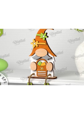 Σετ των 2 Intra απο ξύλο plywood 3mm-4mm πάχος -  Easter Gnome. 3D Πασχαλινό Gnome Δίασταση 15x15 cm INTRAFABR-115403943