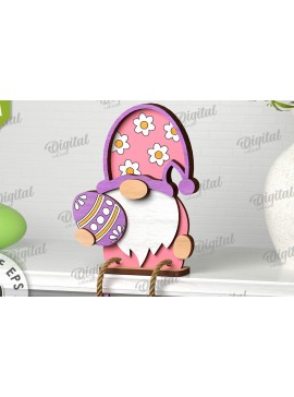 Σετ των 2 Intra απο ξύλο plywood 3mm-4mm πάχος -  Easter Gnome. 3D Πασχαλινό Gnome Δίασταση 15x15 cm INTRAFABR-115403457
