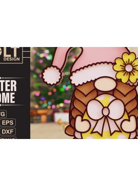 Σετ των 3 Intra απο ξύλο plywood 3mm-4mm πάχος - Πασχαλινό Gnome Κοπή Laser  Δίασταση 20x25 cm INTRAFABR-91677637