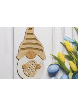 Intra απο ξύλο plywood 3mm-4mm πάχος - Πασχαλινό Gnome, Πολυστρωματικό  κοπής με λέιζερ Δίασταση 34x7 cm INTRAFABR-90558740