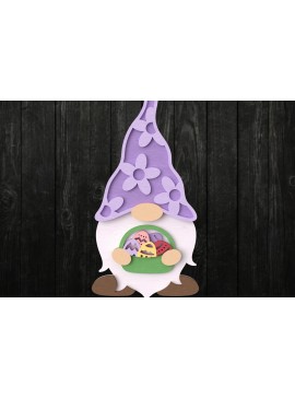 Σετ των 2 Intra απο ξύλο plywood 3mm-4mm πάχος - Πασχαλινό Gnome με καλάθι αυγών  Δίασταση 30x20 cm INTRAFABR-115771685