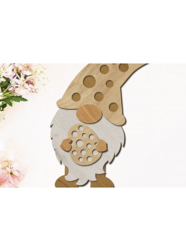 Intra απο ξύλο plywood 3mm-4mm πάχος - Πασχαλινό Gnome με κομμένο  αυγών Δίασταση 34x7 cm INTRAFABR-90358892