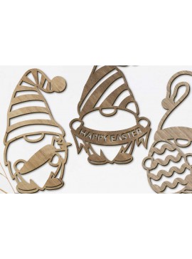 Σετ των 3 Intra απο ξύλο plywood 3mm-4mm πάχος - Δέσμη Πασχαλινών καλικάντζων, Διακόσμηση με μία στρώση Δίασταση 6x10 cm INTRAFABR-91167001