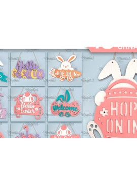 Σετ των 3 Intra απο ξύλο plywood 3mm-4mm πάχος - Πασχαλινά Κρεμαστά Στολίδια  Δέσμη Δίασταση 6x6 cm INTRAFABR-93093195