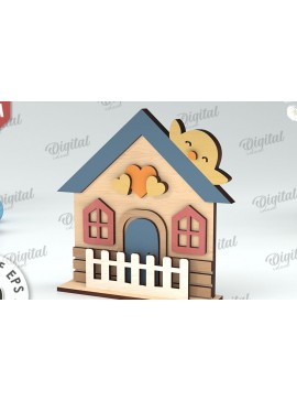 Σετ των 2 Intra απο ξύλο plywood 3mm-4mm πάχος - Πασχαλινό σπίτι . Tiny House  Δίασταση 15x15 cm INTRAFABR-115443046