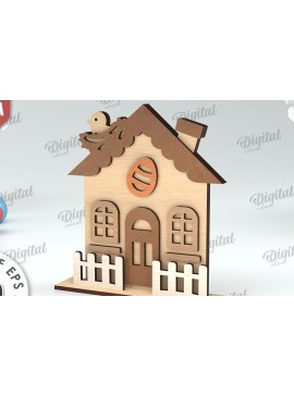 Σετ των 2 Intra απο ξύλο plywood 3mm-4mm πάχος - Πασχαλινό σπίτι . Tiny House  Δίασταση 15x15 cm INTRAFABR-115442875