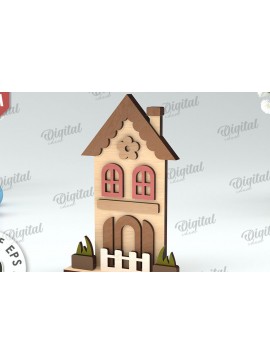 Σετ των 2 Intra απο ξύλο plywood 3mm-4mm πάχος - Πασχαλινό σπίτι . Tiny House  Δίασταση 15x15 cm INTRAFABR-115442926