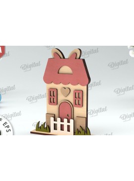 Σετ των 2 Intra απο ξύλο plywood 3mm-4mm πάχος - Πασχαλινό σπίτι . Tiny House  Δίασταση 15x15 cm INTRAFABR-115442973